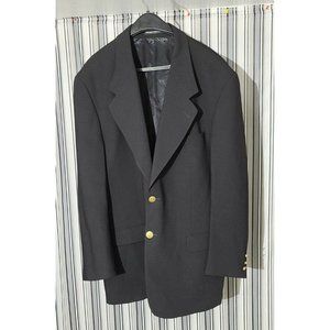 OTTO KERN Men 44S Blazer Black Pure Wool Gold/Bronze buttons Made in Canada B416